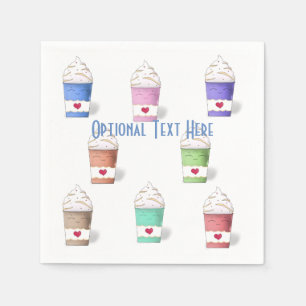 Coffee Cups in Full Colors Napkins