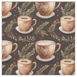 Coffee Cups on Dark Brown Fabric