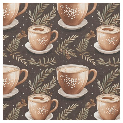 Coffee Cups on Dark Brown Fabric