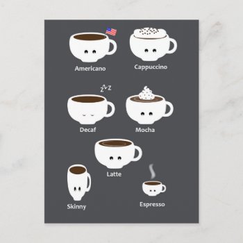 Coffee Cups Postcard by CateLE at Zazzle