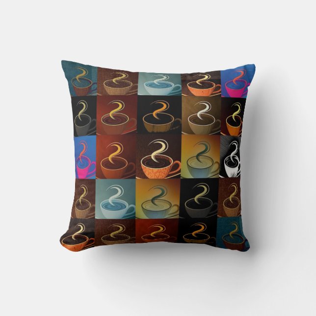 Coffee cups pouf throw pillow (Front)