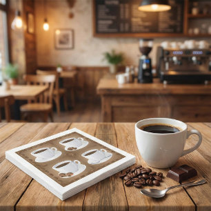 Coffee Cups with Beans and Chocolate Napkins
