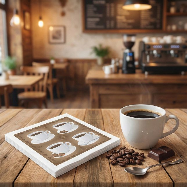 Coffee Cups with Beans and Chocolate Napkins (Creator Uploaded)