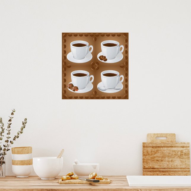 Coffee Cups with Beans and Chocolate Poster (Creator Uploaded)