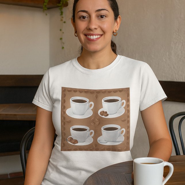 Coffee Cups with Beans and Chocolate T-Shirt (Creator Uploaded)