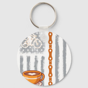 coffee cyling- Vintage USA American Flag for cylin Keychain