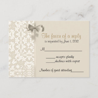 Coffee Damask RSVP Cards