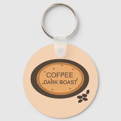 Coffee Dark Roast Sign in Orange and Brown Keychain