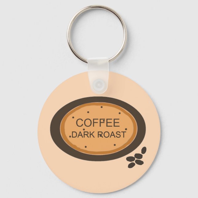 Coffee Dark Roast Sign in Orange and Brown Keychain (Front)