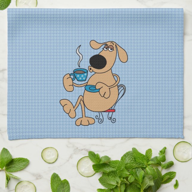 Coffee Day Dog Kitchen Towel (Folded)