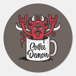 Coffee Demon Classic Round Sticker