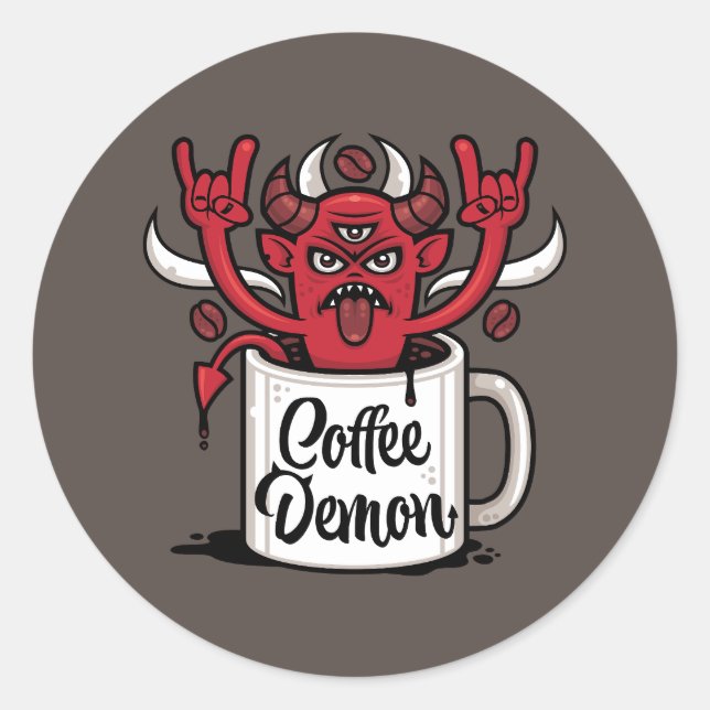 Coffee Demon Classic Round Sticker (Front)