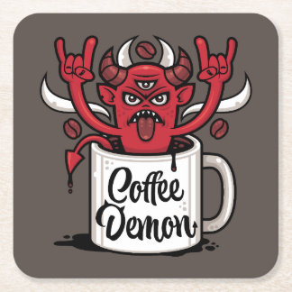 Coffee Demon Square Paper Coaster