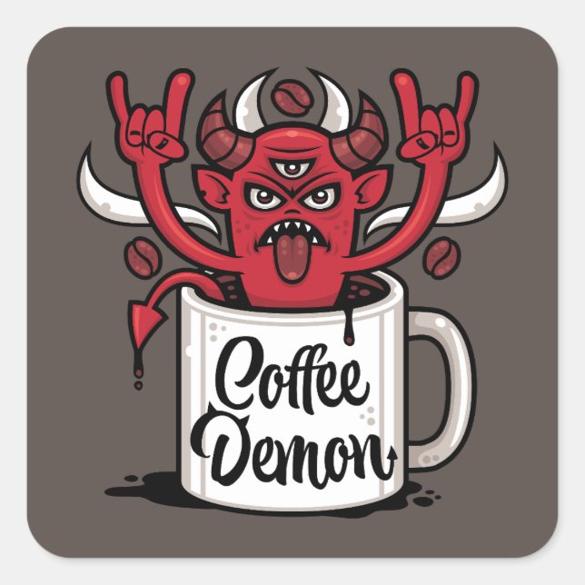 Coffee Demon Square Sticker (Front)