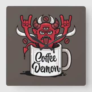 Coffee Demon Square Wall Clock