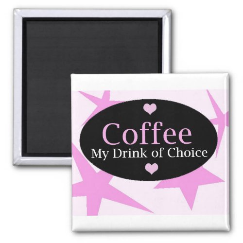 Coffee Design with Pink Stars Magnet