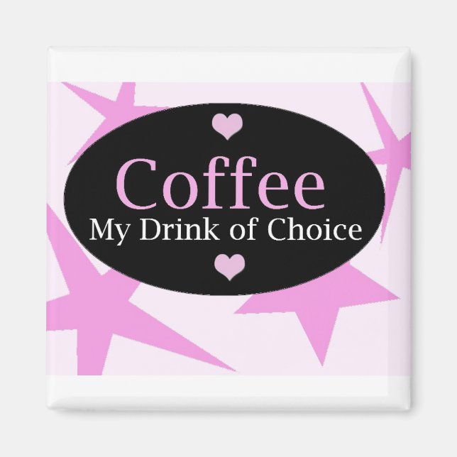 Coffee Design with Pink Stars Magnet (Front)