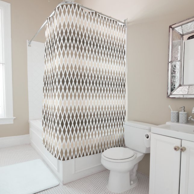 Coffee Diamond Ombre Shower Curtain (In Situ)