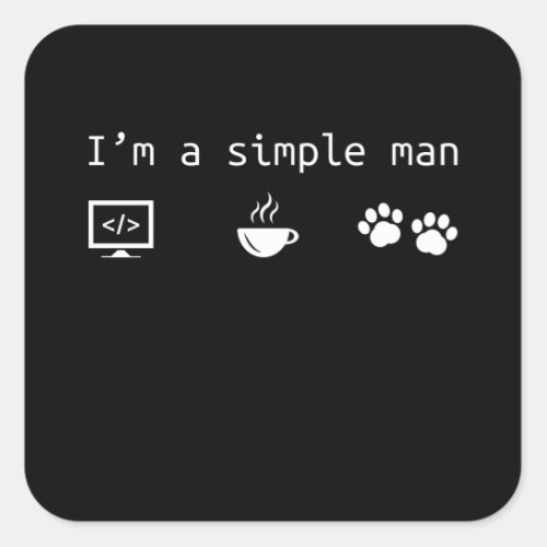Coffee Dog Lover  Programmer Gift Square Sticker