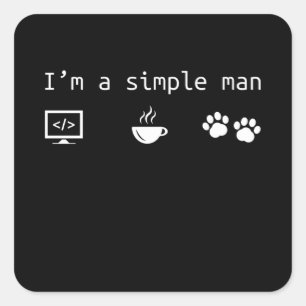 Coffee, Dog Lover & Programmer Gift Square Sticker