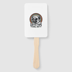 Coffee Dog Shirt Retro Chill Pug Graphic_1 Hand Fan