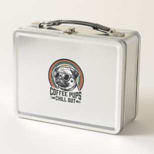 Coffee Dog Shirt Retro Chill Pug Graphic_1 Metal Lunch Box