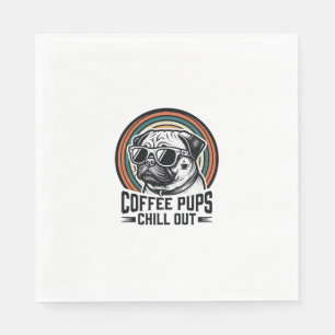 Coffee Dog Shirt Retro Chill Pug Graphic_1 Napkins