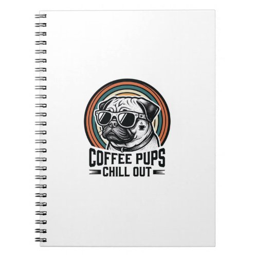 Coffee Dog Shirt Retro Chill Pug Graphic_1 Notebook