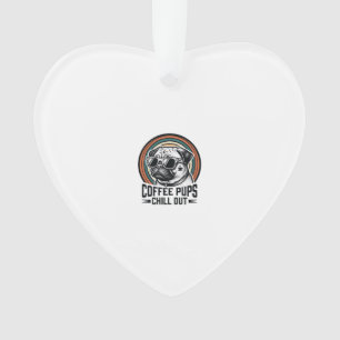 Coffee Dog Shirt Retro Chill Pug Graphic_1 Ornament
