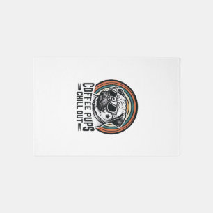Coffee Dog Shirt Retro Chill Pug Graphic_1 Rug