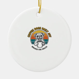 Coffee Dog Shirt Vintage Engraved Pup Mug Design_1 Ceramic Ornament
