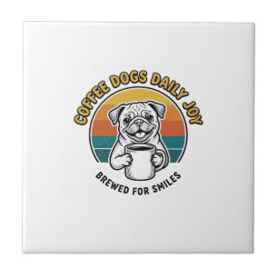 Coffee Dog Shirt Vintage Engraved Pup Mug Design_1 Ceramic Tile