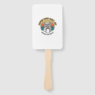 Coffee Dog Shirt Vintage Engraved Pup Mug Design_1 Hand Fan