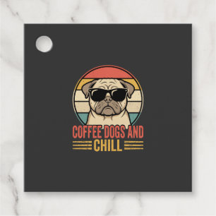 Coffee Dogs and Chill Retro Pug Favor Tags
