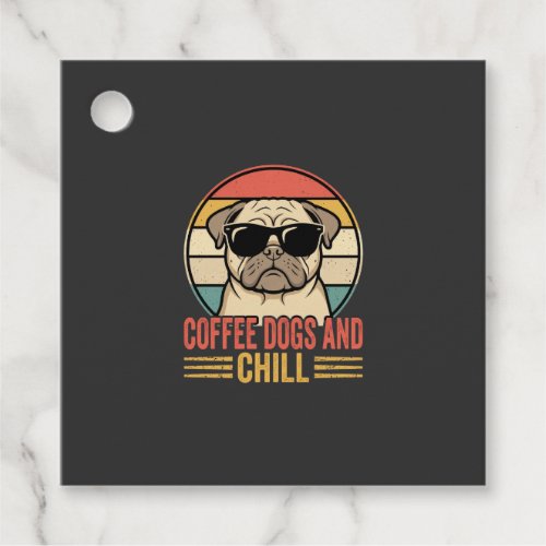 Coffee Dogs and Chill Retro Pug Favor Tags