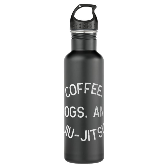 Coffee Dogs Jiu Jitsu Shirt for BJJ, Jujitsu Gift Stainless Steel Water Bottle (Front)