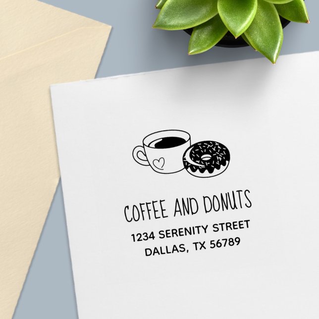 Coffee Donuts Shop Business Address Self-inking Stamp (Creator Uploaded)
