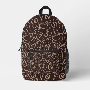 Coffee Doodles Printed Backpack by BlayzeInk at Zazzle