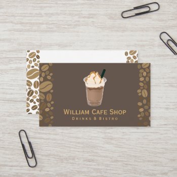 Coffee Drink | Coffee Beans Business Card by lovely_businesscards at Zazzle