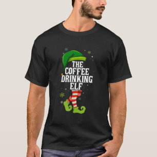 Coffee Drinking Elf Matching Family Christmas T-Shirt