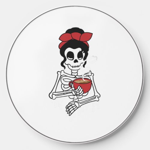 Coffee Drinking Lady Skeleton  Coffee Lovers Hallo Wireless Charger