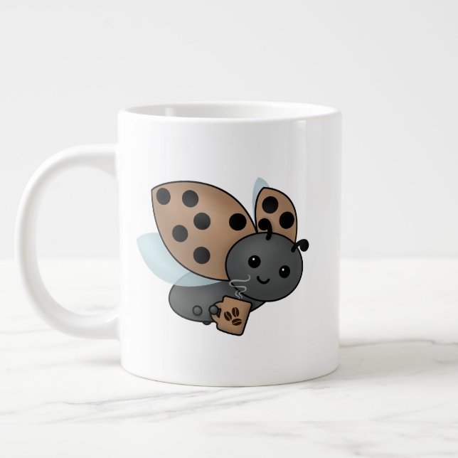 Coffee Drinking Ladybug Giant Coffee Mug (Left)