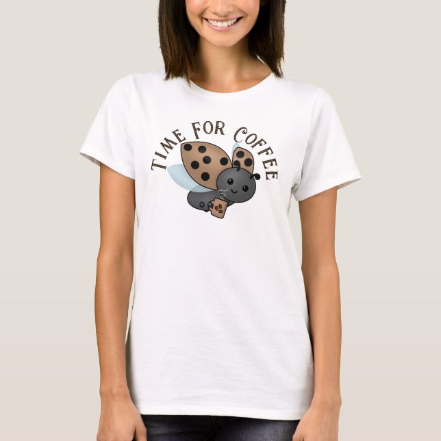 Coffee Drinking Ladybug T-Shirt (Front)