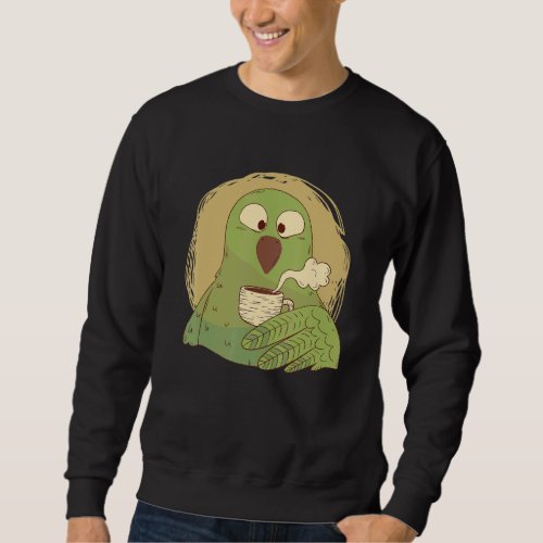 Coffee Drinking Parakeet Sweatshirt