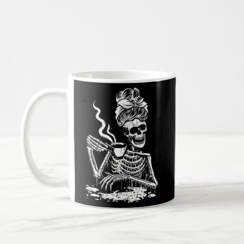 Coffee Drinking Skeleton Lazy Diy Halloween Coffee Mug