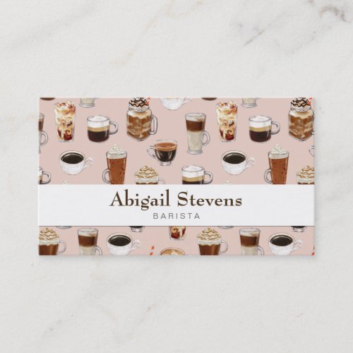 Coffee Drinks and Desserts Pattern Business Card