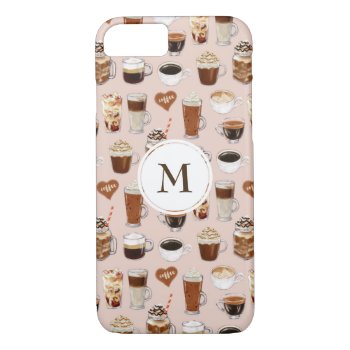 Coffee Drinks And Desserts Pattern Iphone 8/7 Case by funkypatterns at Zazzle