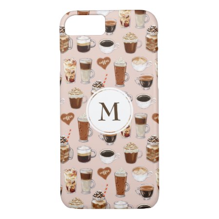 Coffee Drinks And Desserts Pattern Iphone 8/7 Case