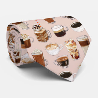 Coffee Drinks and Desserts Pattern Tie