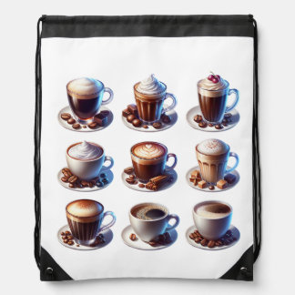 Coffee drinks For Coffee Lovers Drawstring Bag